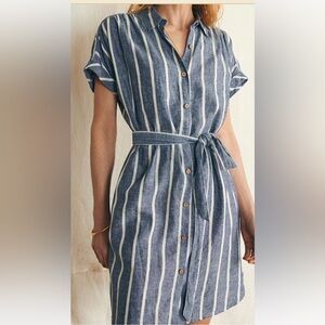Faherty Blue and White Striped Dress